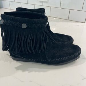 Minnetonka Black Suede Moccasins